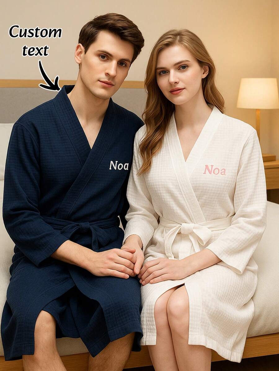 1 Áo choàng tắm xông hơi thêu tên cá nhân, dài tay, có thắt lưng, đồ ngủ cao cấp cho khách sạn, vật dụng cần thiết khi đi du lịch, quà tặng kỷ niệm, kiểu dáng thời trang, có thể tái sử dụng, tinh tế, chất lượng cao, màu sắc tươi sáng, món quà lý tưởng cho nam, món quà lý tưởng cho nữ, bạn trai, bố, bạn gái, mẹ, gia đình, bạn bè, khăn tắm.