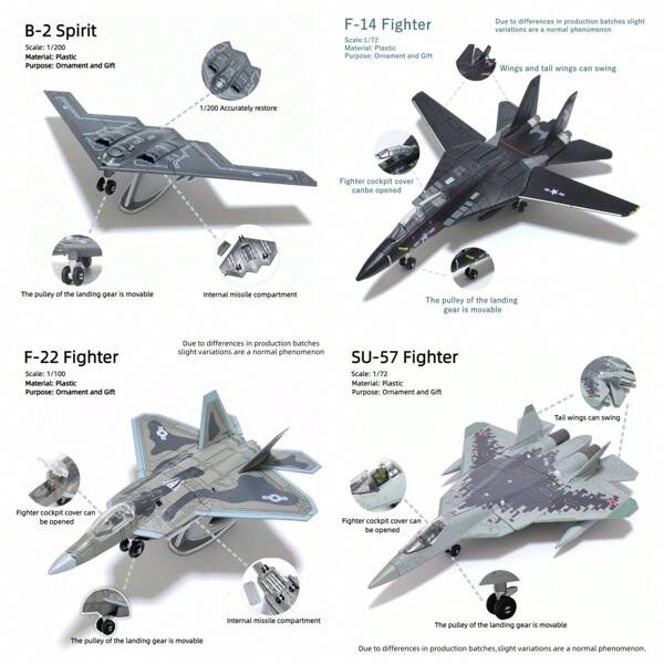 1pc Plastic Aircraft Assemble Model (With Display Stand), DIY Model Ornament, Suitable For Men And Women, Suitable For Home Decoration Collection, Creative Birthday Gift