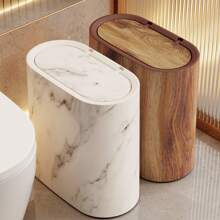 1 pieza Basurero estrecho de accesorios de baño de estilo nórdico con textura de grano de mármol