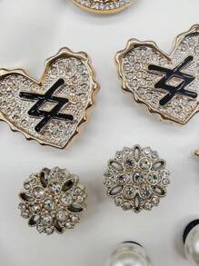 16 件 ABS 树脂金色银色奢华蝴蝶结花朵鞋饰饰品闪亮水钻心形鞋饰可拆卸仿珠鞋配件 DIY 多功能花月亮和星星鞋夹适合女士凉鞋拖鞋沙滩包圣诞节万圣节情人节生日节日派对礼物（不含鞋子） - 多色16PCS StyleNo.244 - 查看 9