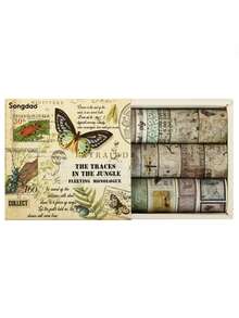 20卷/盒，复古期刊和纸胶带套装，DIY相册，日记装饰贴纸，创意遮蔽胶带，剪贴簿装饰，手工装饰，工艺装饰拼贴条