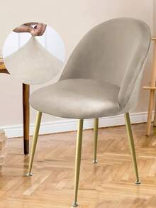 1pc Silver Fox Plush Elastic Dining Chair Cover, Removable & Machine Washable, Furniture Decoration Protection, Autumn/Winter Fabric, Chair Slipcover, Chair Not Included - Multicolor - View 7