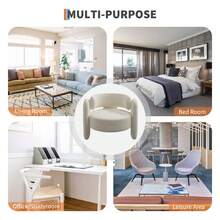 mteryoing Office Accent Chair For Living Room Modern Chenille Boucle Accent Chair Fabric Armchair Comfy Upholstered Reading Accent Chairs For Bedroom,Single Sofa Chair With Legs For Apartment - 白色 - 查看 6