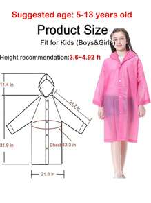 Kinderregenjas voor jongens en meisjes, 5 kleuren kinderregenjassen, poncho, waterdichte jas, regenjassen voor kinderen, pretpark, wandelen, kamperen, reizen, schoolactiviteiten, regenjassen