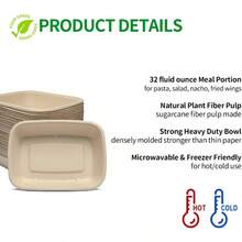 100 Pack 32 Oz Large Paper Bowls ChipoStyle Disposable Bowls For Burrito Nacho Taco Salad Baked Potato Nacho Bar Plies For Party - Beige - View 3