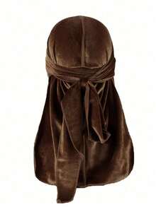 1件男士纯色天鹅绒头巾，带保暖内衬 - 可调节松紧带，佩戴稳固，柔软透气，冬季保暖头饰，海盗风格设计，适合运动、户外活动和休闲穿着。海盗帽，海盗服装