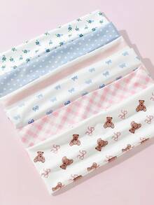 6-Piece Set Women Floral, Bow, Heart, Bear, Plaid, Striped Pattern Soft Non-Slip Headbands, Elastic Yoga Sports Headwear, Versatile For Daily Wear, Suitable For Multiple Occasions Hair Accessories Fashion Head Wrap, Bow Accessories, School Stuff, College Autumn Accessories Women Hair Band Fall Winter For Vacation Outfits Woman Elegant Scarf Women Bandanas Soft Headwrap - 彩色 - 查看 3