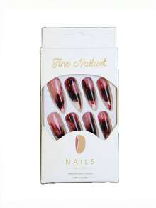 24片/1盒血腥法式长尖头万圣节血腥酷女孩辣妹压假指甲按压指甲美甲用品指甲