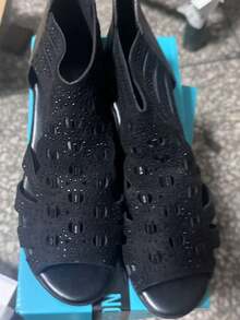 Fashion Wedge Heel Sandals, Soft Bottom Roman Style Mother Shoes, Peep Toe Hollow Out Platform Shoes For Women, Summer - Black - View 2