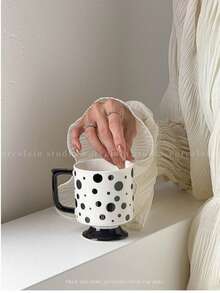 1 pieza Taza geométrica en blanco y negro, copa, taza de leche, taza de café