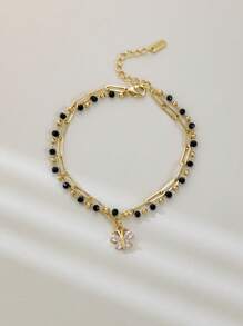 1 Peça Estilo Europeu & Americano Simples Dourado Sagrado Clássico Cruz Virgem Maria Cubic Zircônia Colorido Cristal Forma de Borboleta Tag Pulseira, Presente Ideal para Amantes, Amigos e Parentes, Uso Diário e Festivo Oração Dia dos Namorados