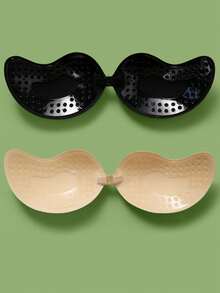 2 Paar Push-Up Klebestirnhalter, wiederverwendbare taillenlose Vorderverschluss-Brustwarzenaufkleber, Unterwäsche und Lingerie Accessoires für Frauen - Verschiedenfarbig - Übersicht 24