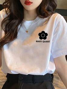 200g Cotton T Shirt Women's New Summer Short Sleeve Cotton Girl Pattern Printed Short Sleeve Round Neck Women's Round Neck Top For Couple - trắng - Xem 1