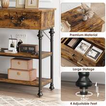 Techigher Wooden Entryway Table With 2 Drawers Narrow Console Table With Storage Shelves Hallway Table Sofa Table For Living Room Couch Foyer Kitchen Counter - Brown - View 5