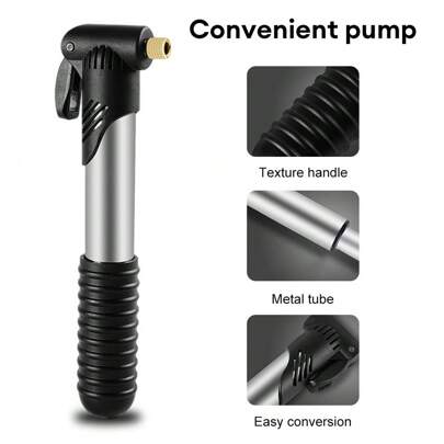 1 st bärbar cykelluftpump, silverfärgad, däckpump för landsvägs-/mountainbike, universell presta- och schraderventil