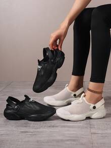 女士透气网眼休闲运动鞋，时尚镂空设计，适合室内外，黑色防水徒步鞋 - 2568白色 - 查看 6