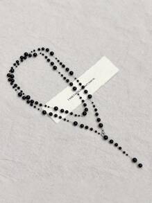 Vintage Edgy Goth Style Double Beaded Tassel Necklace, Sexy Long Necklace Sweater Chain For Women