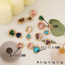 1 pieza/4 piezas/6 piezas Colgante con borde en forma de corazón y circonita, Colgante con dije colorido para pulsera DIY, collar, decoración de joyería