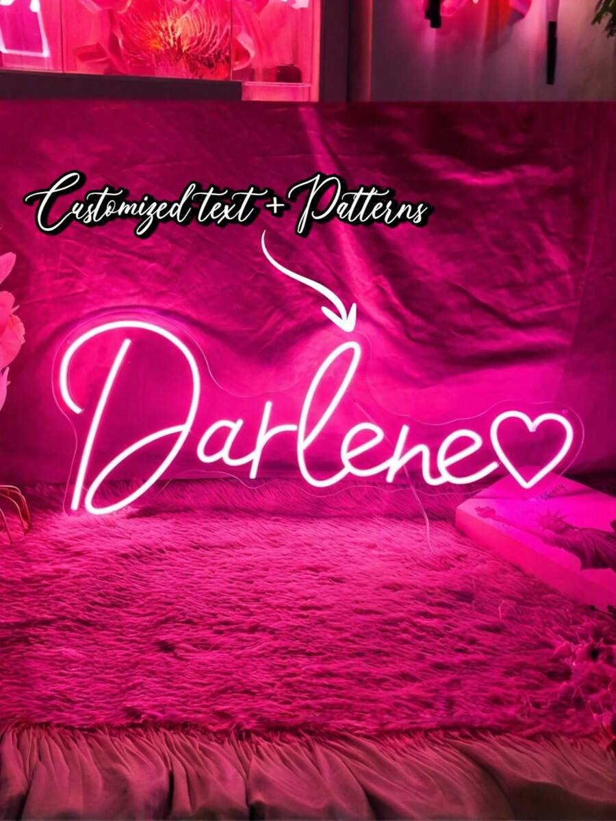 Letreros de neón personalizados, letrero de neón con nombre personalizable para decoración de pared, letreros de neón personalizadotalla grandeás grandes con luz LED para decoración de pared del dormitorio, letrero de neón con nombre para boda, fiesta de cumpleaños, tienda
