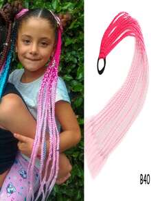 Synthetic Rubber Band Twist Braid Ponytail Colored For Girls Kids Crochet Hair Elastic Rope Hair Accessories Afro Hair 1pc - Multicolor - View 10