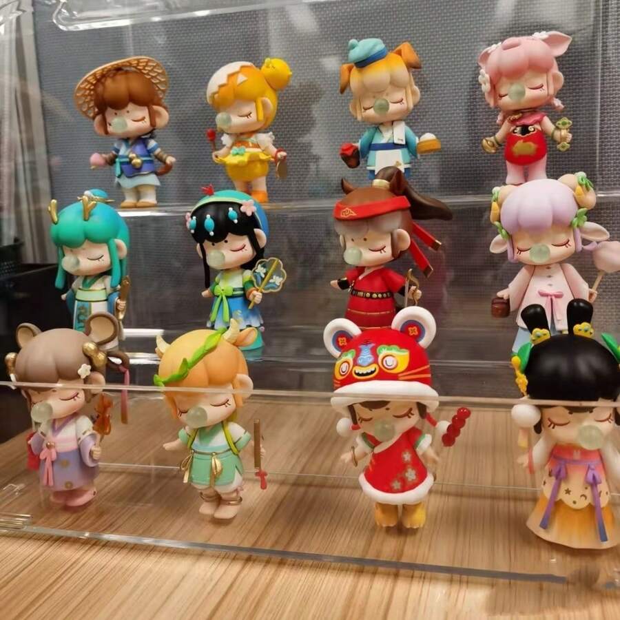 盲盒娃娃 Nanci 十二生肖系列家居装饰用品神秘盒子玩偶收藏品适合汽车装饰、卧室必备、绝佳礼物选择摆件挂饰、吊坠、饰品 - 彩色 - 查看 1