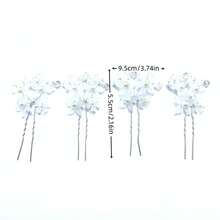 4 pezzi Eleganti fermagli per capelli con fiori bianchi fatti a mano, accessori per la Festa di San Valentino, accessori per capelli da sposa, adatti per l'estate e la spiaggia - Bianco - Visualizzare 6