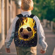 3pcs Football Themed Backpack Set With Lunch Box & Pencil Case&Storage Bag - Durable Polyester, Lightweight, Fashionable Mixed Colors