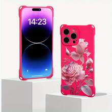 Funda para teléfono 1 pieza, diseño de patrón rosa con cuatro esquinas, funda para teléfono colgante S, adecuada para 15 Plus 13 Pro 14 16 12, fundas blandas impresas de TPU - Colores mixtos 1 - Ver 4