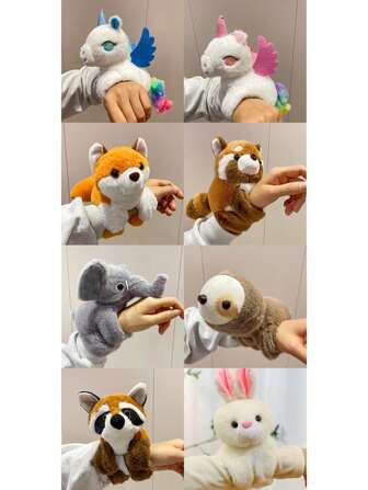 Muñeco de peluche de animales lindos - elefante, conejo blanco, perezoso, mapache y unicornio con círculo de aplauso, diseño creativo, se puede llevar en la muñeca, regalo de Navidad y Año Nuevo novedoso para amigos, muñecas, Navidad, animales de peluche divertidos