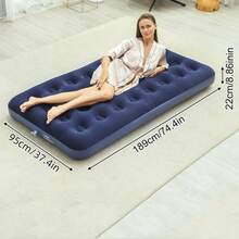 A Portable Foldable Inflatable Bed, Air Mattress, Camping Sleeping Pad With Pump, Suitable For Camping And Home Use - 藏青色24孔充氣床 - 查看 8