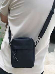 Men's Casual Sports Mini Phone Bag, Fashionable Minimalist Lightweight Messenger Bag - Black - View 4