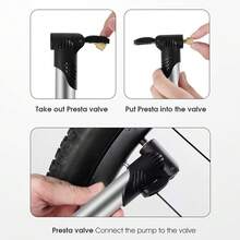 1pc Portable Bike Air Pump, Silver Color, Road/Mountain Bicycle Tire Inflator, Universal Presta And Schrader Valve