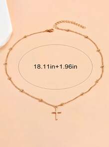 1pc Vintage Minimalist Stainless Steel Cross Pendant Necklace For Women