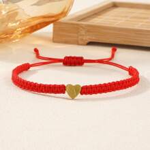 1PC/Fashion Accessories Style/Minimalist Bracelet/Black Background, White Letters, Red Dripping Heart, Black Jewelry Rope Woven Flat Knot Bracelet/Letters A-Z Double Rope, Woven Flat Knot Bracelet, Friendship Jewelry, Gender Adjustable Neutral Design, Versatile Single Item Accessory