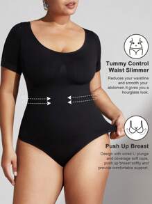 1 pieza Shapewear de talla grande para mujer, moldeador de control de abdomen, cintura entrenadora, levantador de glúteos, body sin costuras, mono de verano de manga corta