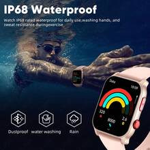 ESFOE 1.83 英寸智能男士手表，LED 功能，带睡眠监测、高清通话、多运动模式、来电提醒和拒接功能、100 种运动模式健身追踪器、语音助手、商务风格、送礼、男女情侣 - 黑色 - 查看 8