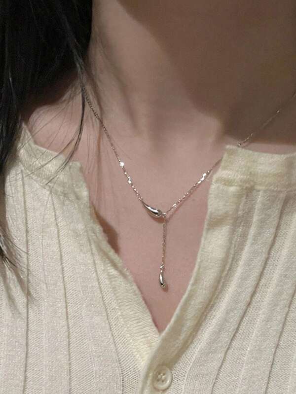 1pc Women Minimalist Teardrop Pendant Necklace