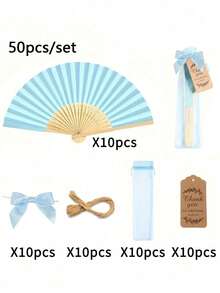 5/25/50/100 pièces/set (Le set comprend 1 pièce éventail pliant en bois avec 1 pièce nœud, 1 pièce sac cadeau et 1 pièce ensemble de cartes de remerciement. Par exemple : 5 pièces/set contiennent 1 pièce éventail à main, 1 pièce nœud, 1 pièce sac cadeau, une carte de remerciement et 1 pièce morceau de ficelle.) - Multicolore - Voir 20