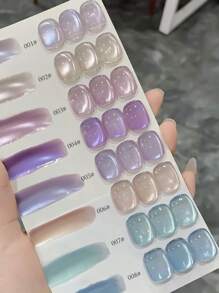 6PCS 2025 New Fruit Sea Water Blue-Green Fine Magnetic Powder Cat Eye Gel Nail Polish 12ml, Spring And Summer Ice Transparent Magnetic Nail Art Set, Includes Base Coat And Top Coat, Requires UV Lamp, Holographic Transparent Colors For Work/Commute/Dating, Hot-Selling 6-Color Set, Salon-Grade 28-Day Durability, Internet Celebrity Nail Design.