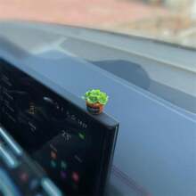 Wyuoot Mini Car Ornament, Mini Succulent Dashboard Decor, Desktop Miniature Pottery Planter For Car Interior Decoration (Succulent) - đen - Xem 4