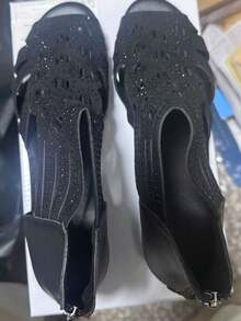 Fashion Wedge Heel Sandals, Soft Bottom Roman Style Mother Shoes, Peep Toe Hollow Out Platform Shoes For Women, Summer - Black - View 4