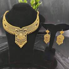 3pcs Bridal Jewelry Set: Necklace & Earrings, Middle Eastern Style Jewelry Set For Women