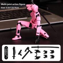 1个可动人偶套装 - 3D打印DIY幸运符，配有可替换武器和360°可动关节（2.16*0.59*5.51英寸）| 可定制减压展示架，适用于办公室/桌面 | 生日/圣诞节/返校创意礼物 - 彩色 - 查看 17