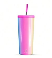 24 Oz Insulated Tumbler With Lid And Straw, Stainless Steel Vacuum Insulated Tumbler, Keeps Cold For 24 Hours, 100% Leak Proof, Fits In Car Cup Holder (Kiss) - 童話 - 查看 2