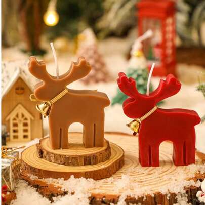 1 件圣诞驯鹿香薰蜡烛硅胶模具 DIY 驯鹿香薰石膏装饰硅胶模具