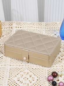 Organizador de joyas portátil pequeño y cuadrado de PU premium, estuche de almacenamiento de accesorios de viaje para aretes, collares, pulseras, anillos, lápices labiales, compañero de viaje perfecto, artículos esenciales de viaje, bolsa de viaje, vacaciones, regreso a la escuela, caja de joyería