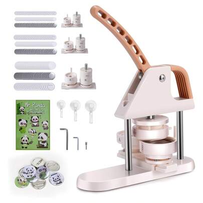Button Making Machine, 25/32/58 Mm 3-In-1 Pin Maker, 300 Pieces Button Parts, Pictures, Circle Cutter, Spell Book, For Kids DIY Gift, Ergonomic Punch Press Set With Bow Handle