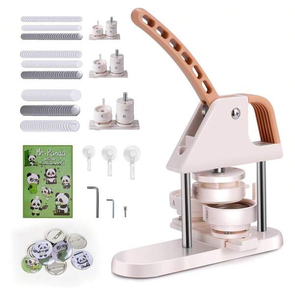 Machine à fabriquer des boutons, 3 en 1, 25/32/58 mm, 300 pièces, images, coupe-cercle, livre de sorts, cadeau DIY pour enfants, ensemble de poinçonneuse ergonomique avec poignée en arc.