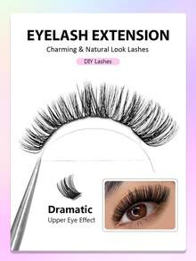 Asiteo 120 chiếc D Curl DIY nối mi, từng sợi mi giả, từng cụm mi tự nhiên, mềm mại, thích hợp cho người mới bắt đầu và có thể tái sử dụng để tạo ra hàng mi nối trông tự nhiên. Cụm mi, Cụm mi, Lông mi riêng lẻ, Lông mi, Lông mi giả - màu đen - Xem 2