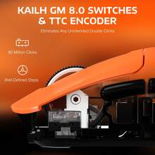 ATTACK SHARK X3 Wireless Gaming Mouse, 49g Ergonomic Design, 3-In-1 Connection, PAW3395 26000 DPI Optical Sensor, 200h Battery Life, Programmable Buttons, PC/Notebook Accessory - Orange - View 5
